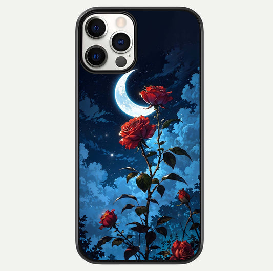Crimson Rose Moon Glass Case For iPhone 12 Pro by Custom World