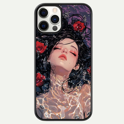 Crimson Rose Serenity Glass Case For iPhone 12 Pro by Custom World