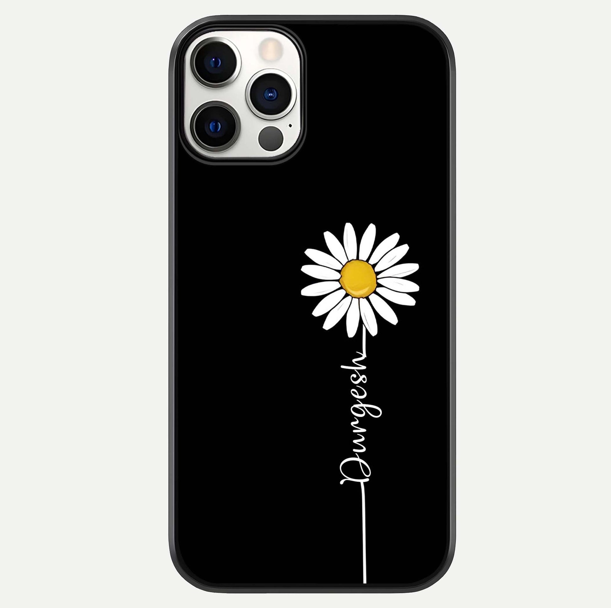 Custom Name White Flower Glass Case For iPhone 12 Pro by Custom World