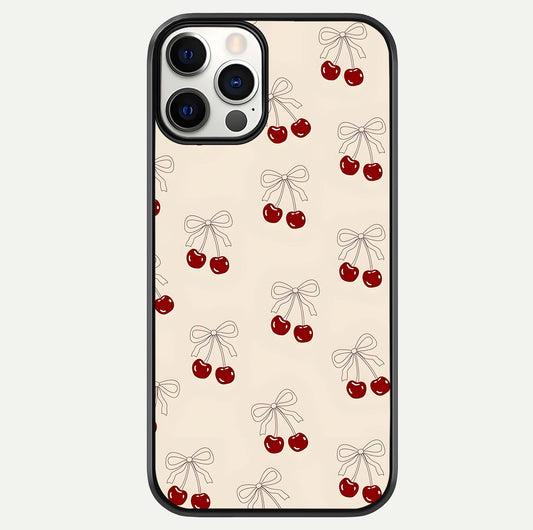Cute Cherry Pattern Glass Case For iPhone 12 Pro by Custom World
