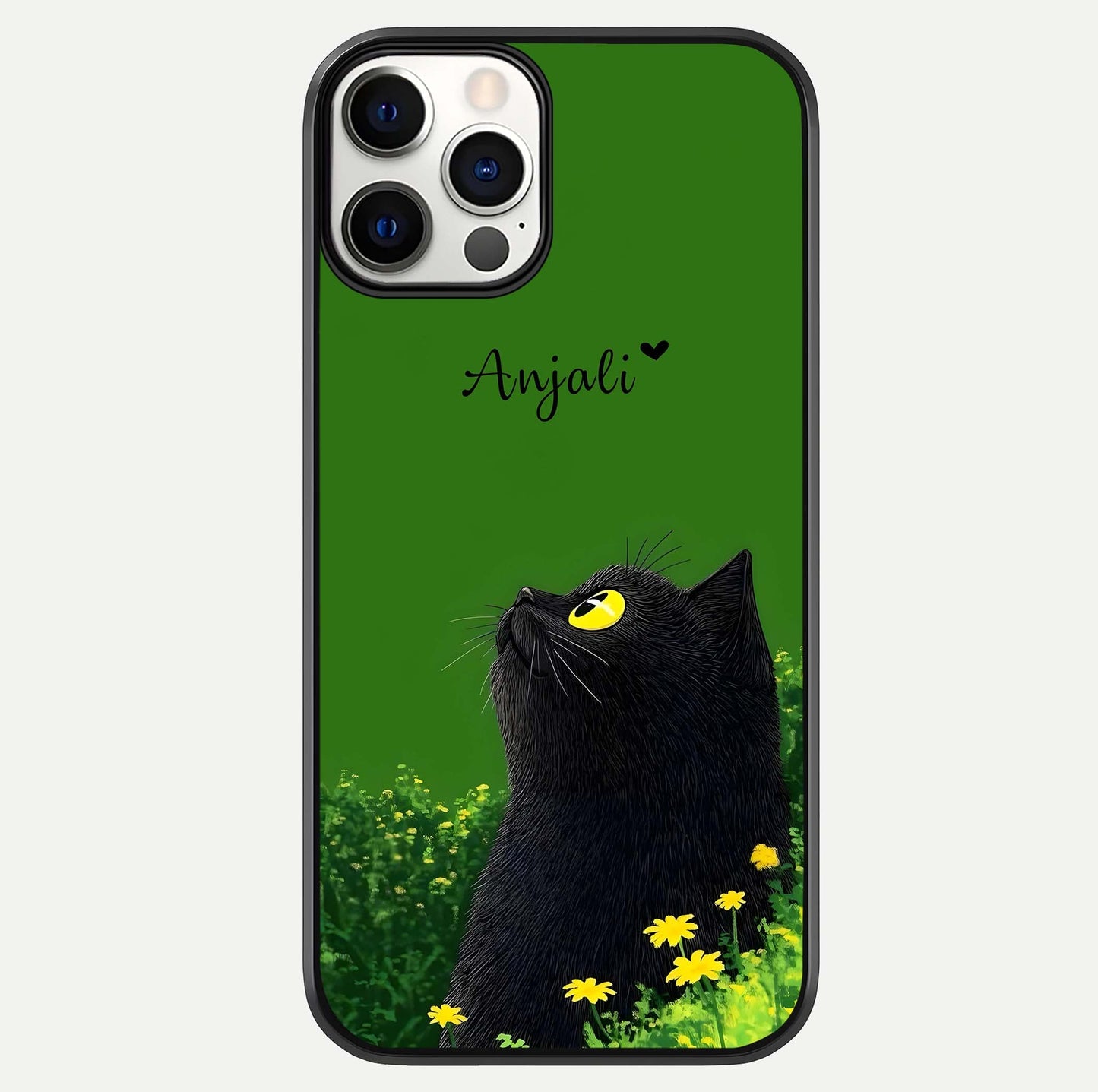 Emerald Cat Custom Name Glass Case For iPhone 12 Pro by Custom World