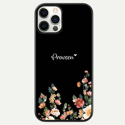 Floral Design Personalized Custom Name Glass Case For iPhone 12 Pro by Custom World
