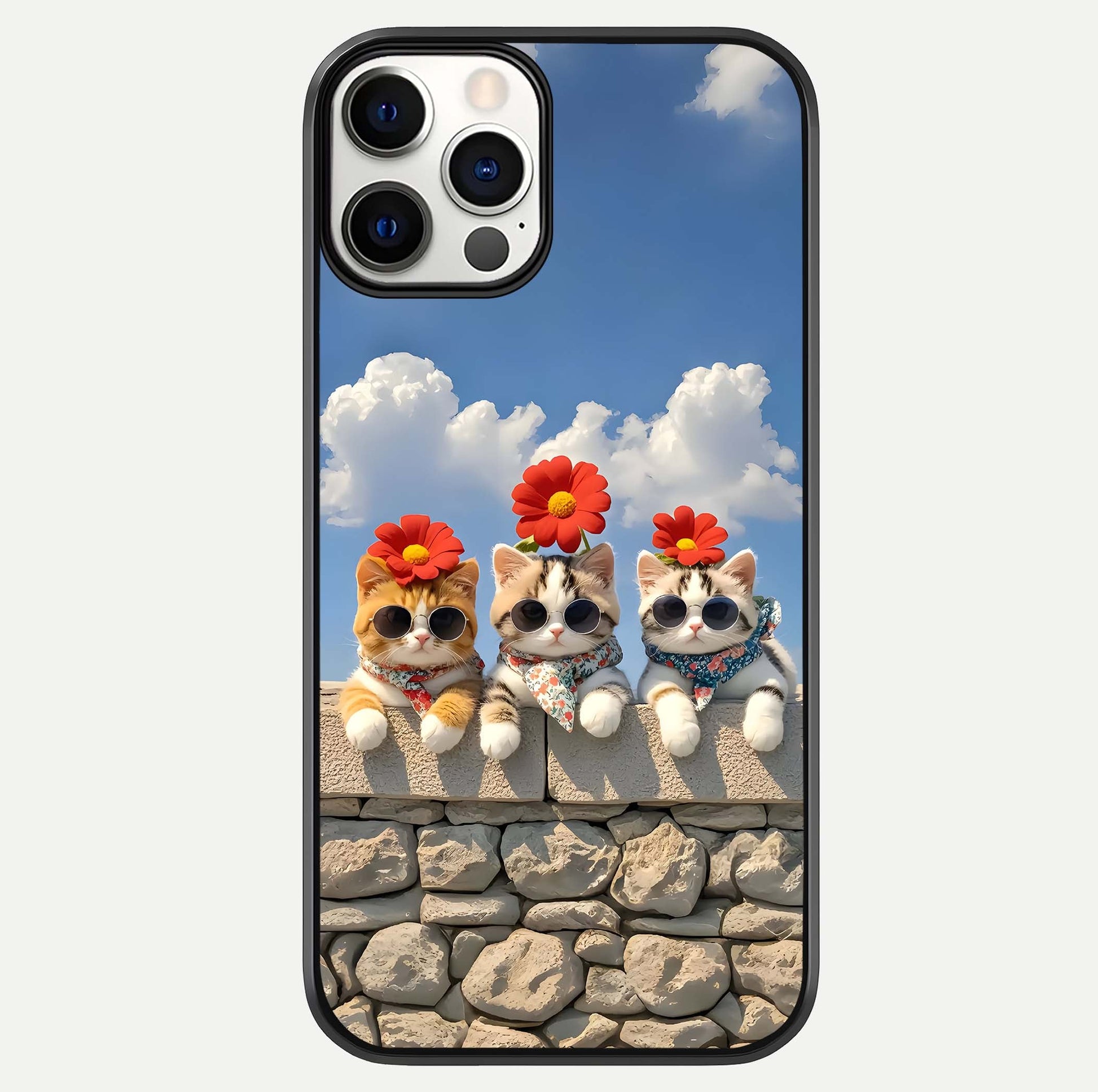 Floral Kitty Squad Glass Case For iPhone 12 Pro by Custom World
