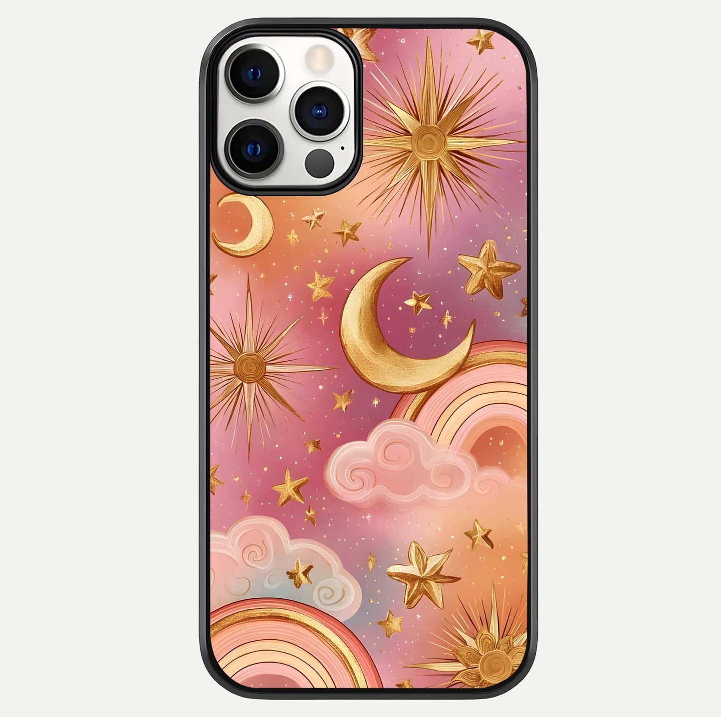 Golden Celestial Dreams Glass Case For iPhone 12 Pro by Custom World