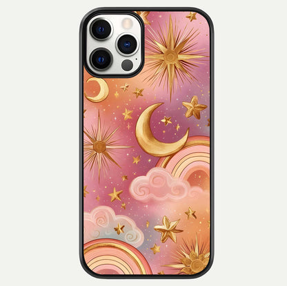 Golden Celestial Dreams Glass Case For iPhone 12 Pro by Custom World