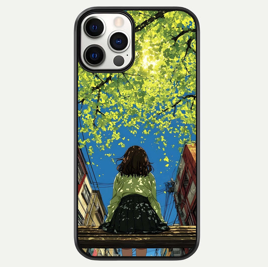 Golden Leaves Glow Glass Case For iPhone 12 Pro by Custom World