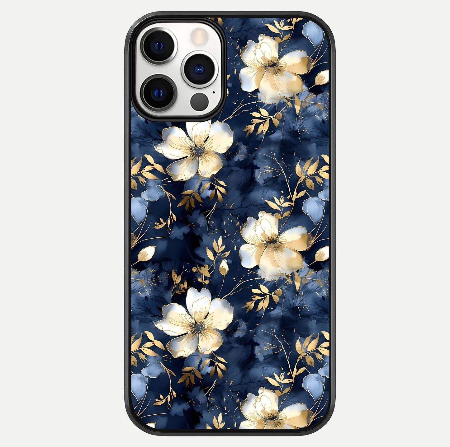 Golden Midnight Bloom Glass Case For iPhone 12 Pro by Custom World