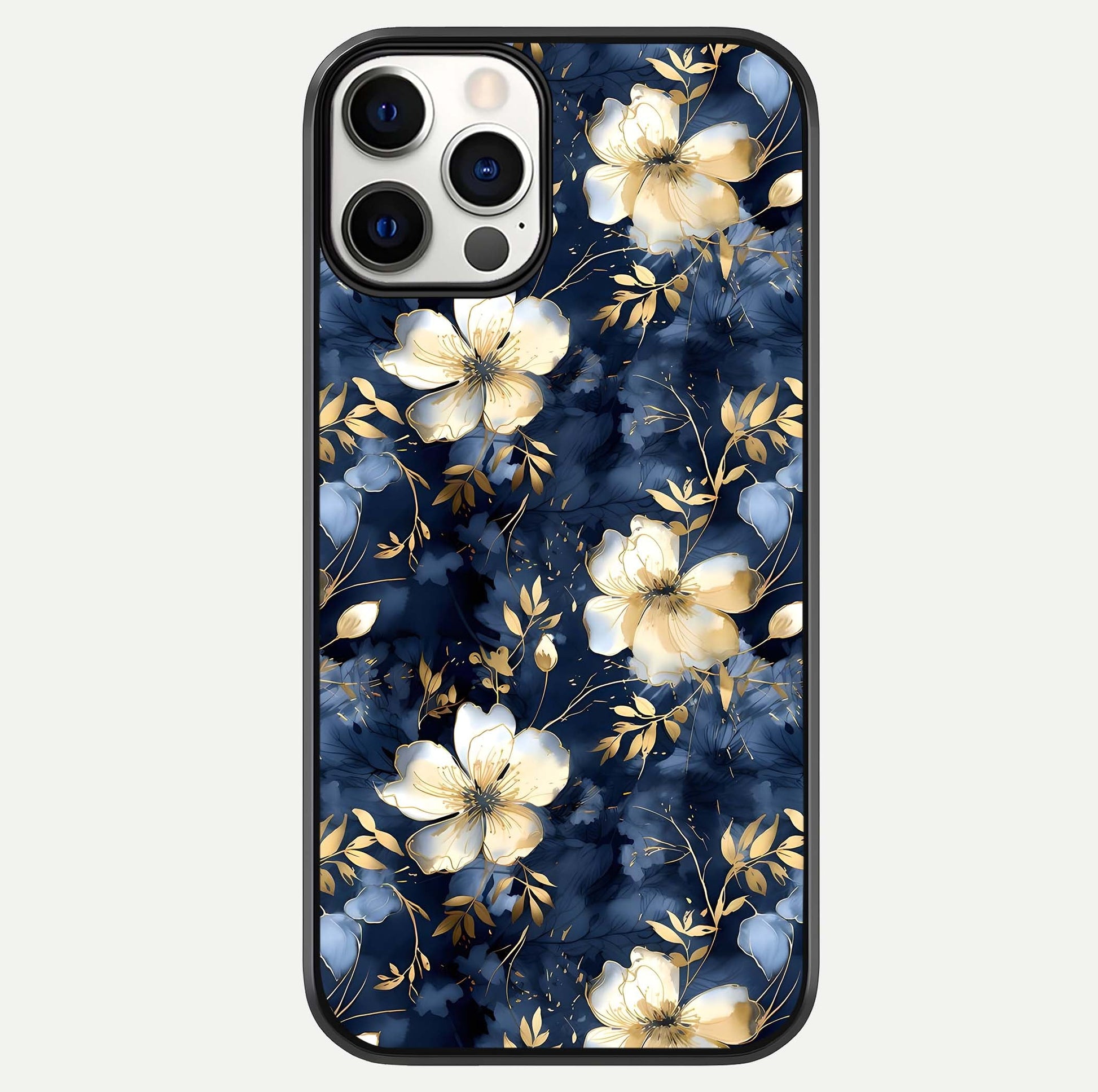 Golden Midnight Bloom Glass Case For iPhone 12 Pro by Custom World