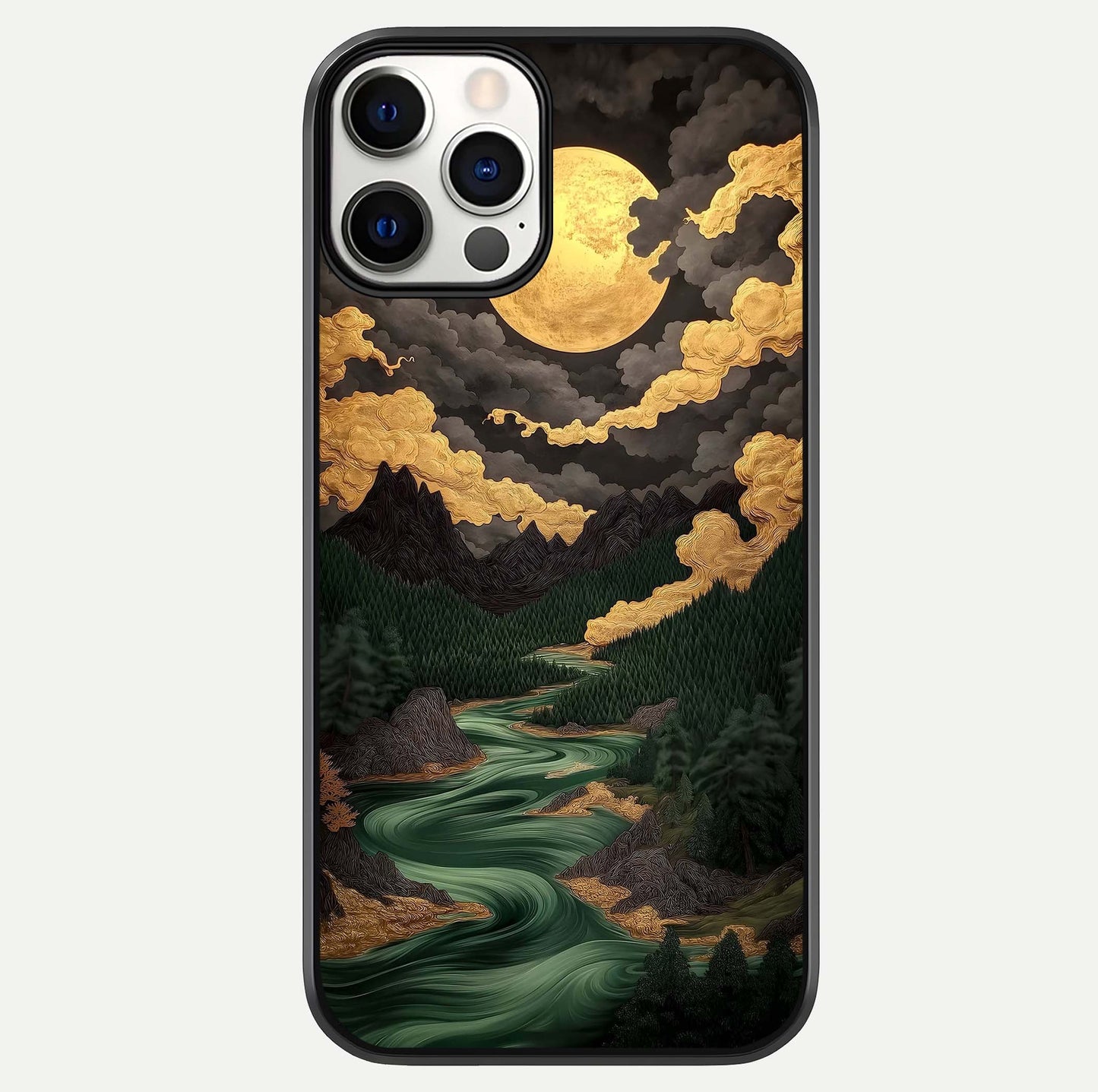 Golden River Moon Glass Case For iPhone 12 Pro by Custom World