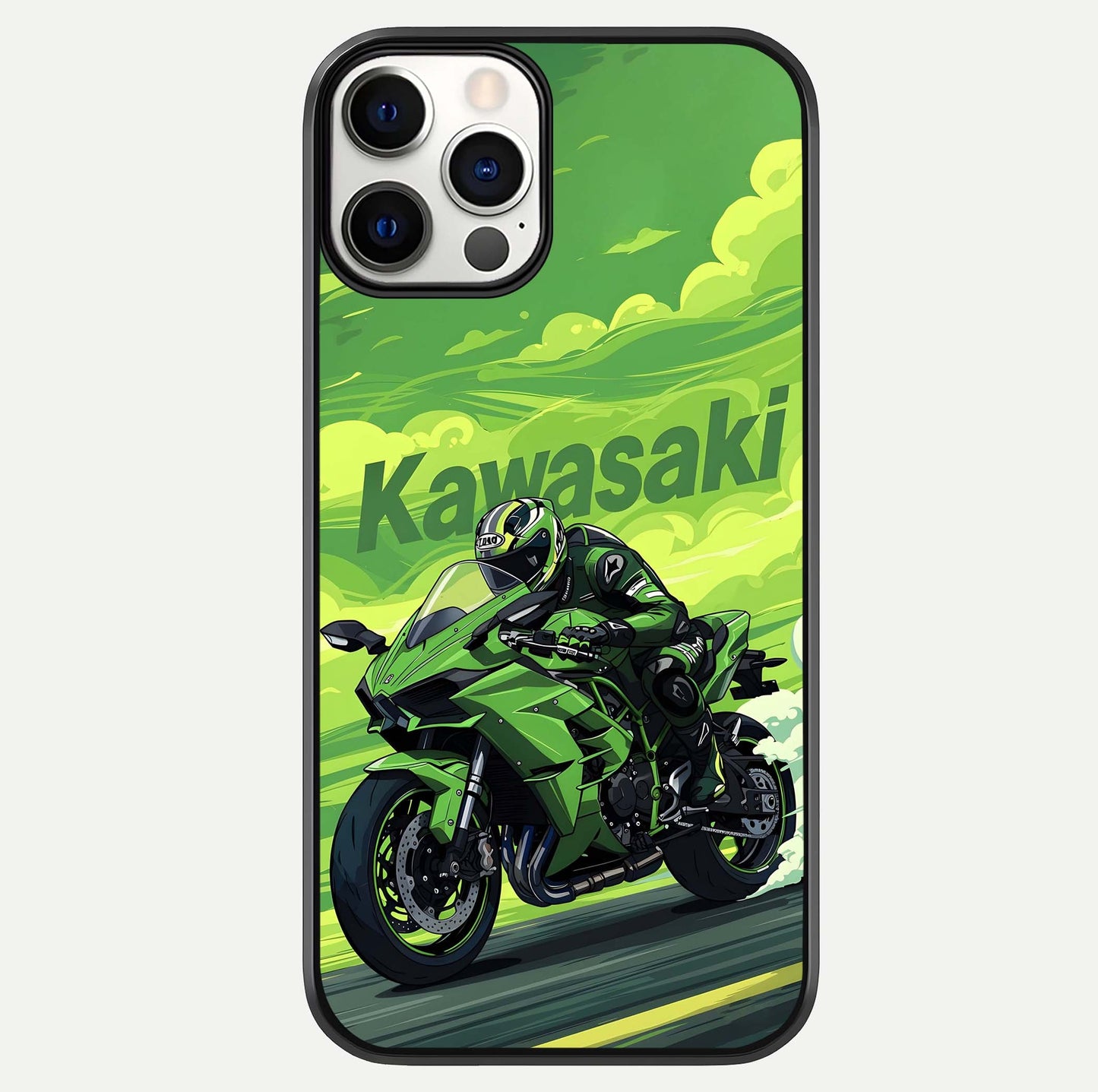 Green Kawasaki Glass Case For iPhone 12 Pro by Custom World