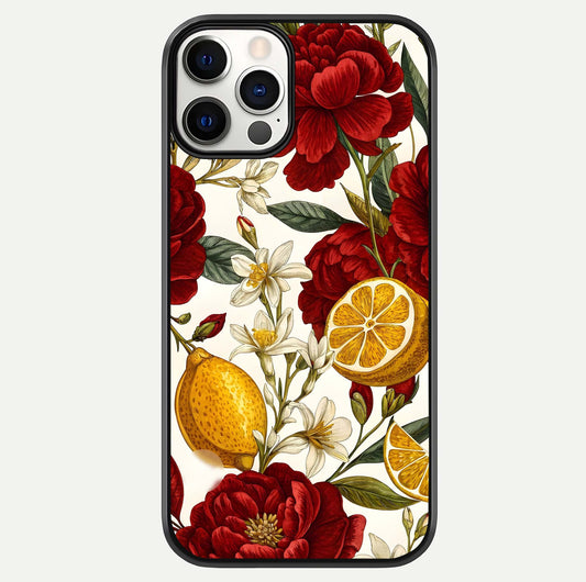 Lemon Rose Charm Glass Case For iPhone 12 Pro by Custom World
