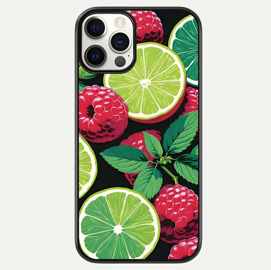 Lime & Raspberry Pattern Glass Case For iPhone 12 Pro by Custom World