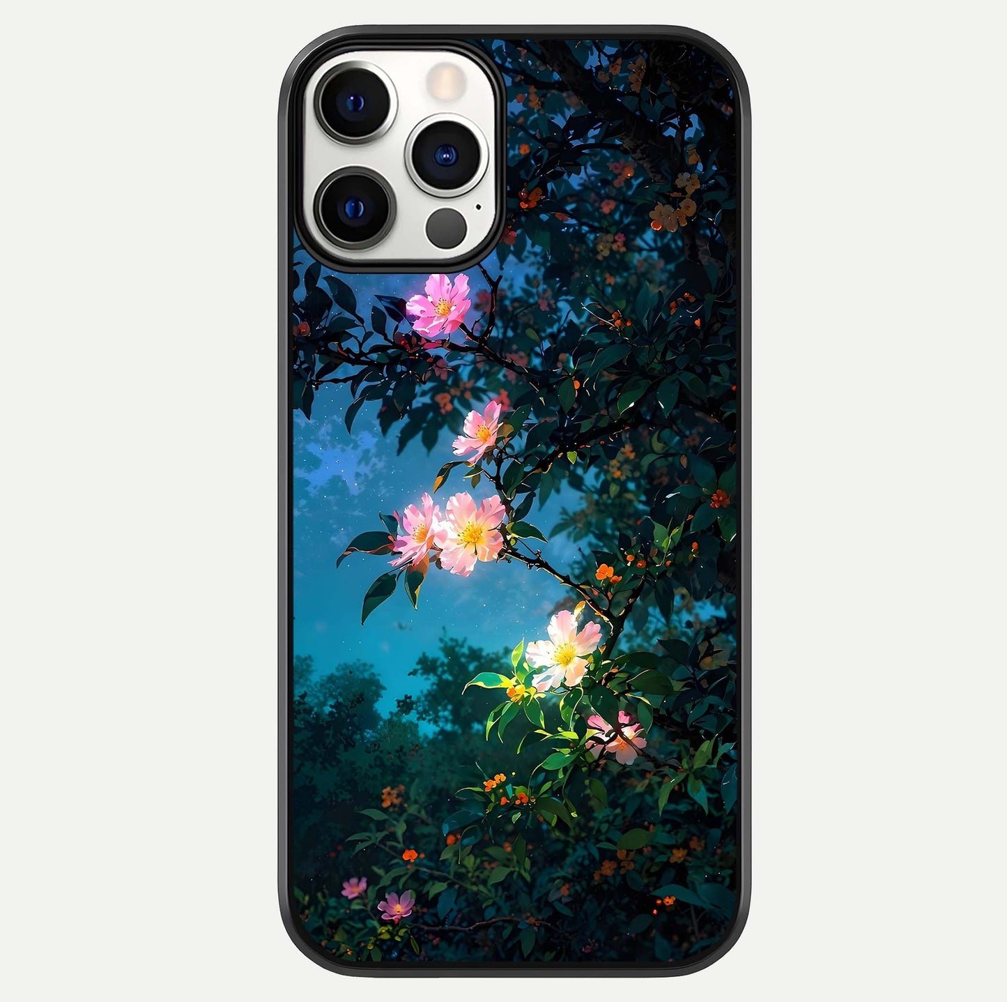 Midnight Bloom Glow Glass Case For iPhone 12 Pro by Custom World