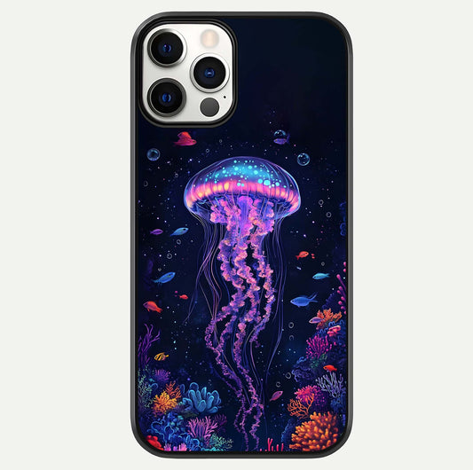 Neon Jellyfish Glass Case For iPhone 12 Pro by Custom World