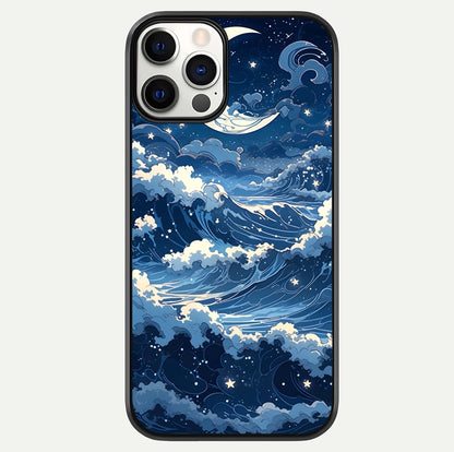 Ocean Moon Waves Glass Case For iPhone 12 Pro by Custom World