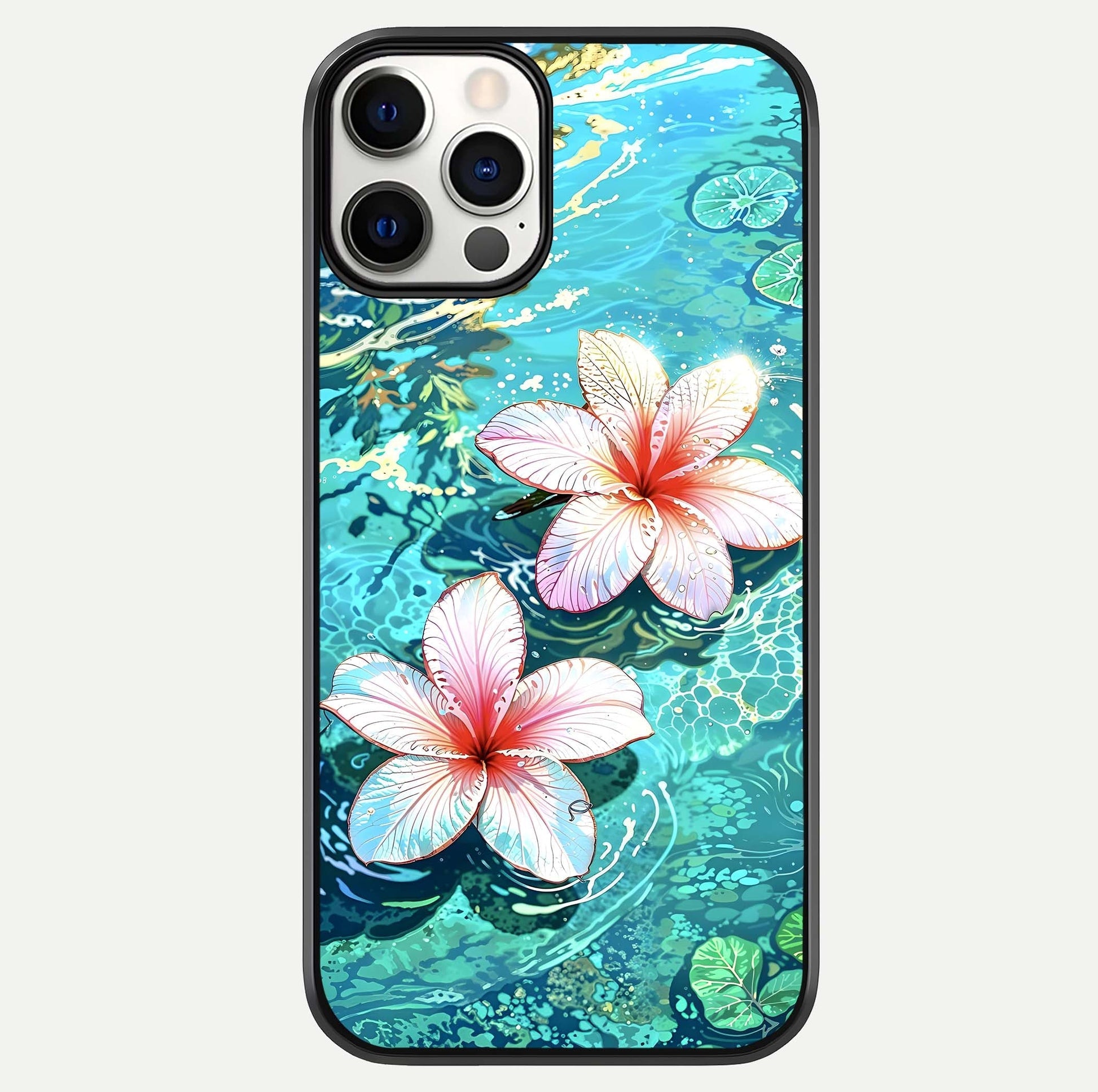 Pink Flowers in Water Glass Case For iPhone 12 Pro by Custom World