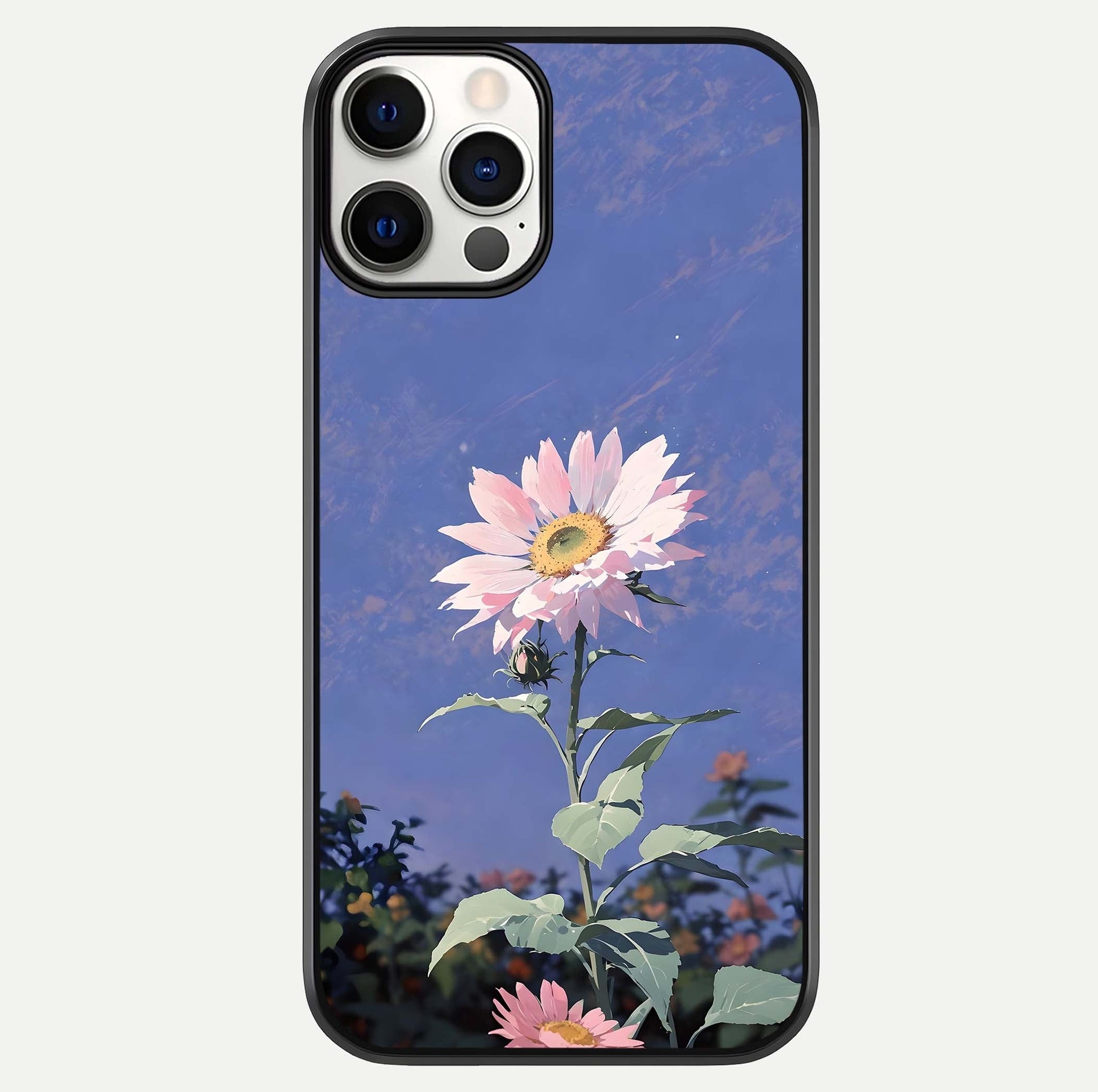 Pink Sunflower Glow Glass Case For iPhone 12 Pro by Custom World