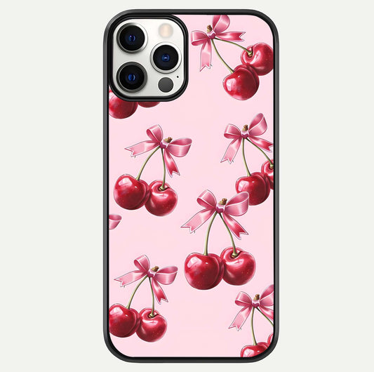 Red Cherries Pattern Glass Case For iPhone 12 Pro by Custom World