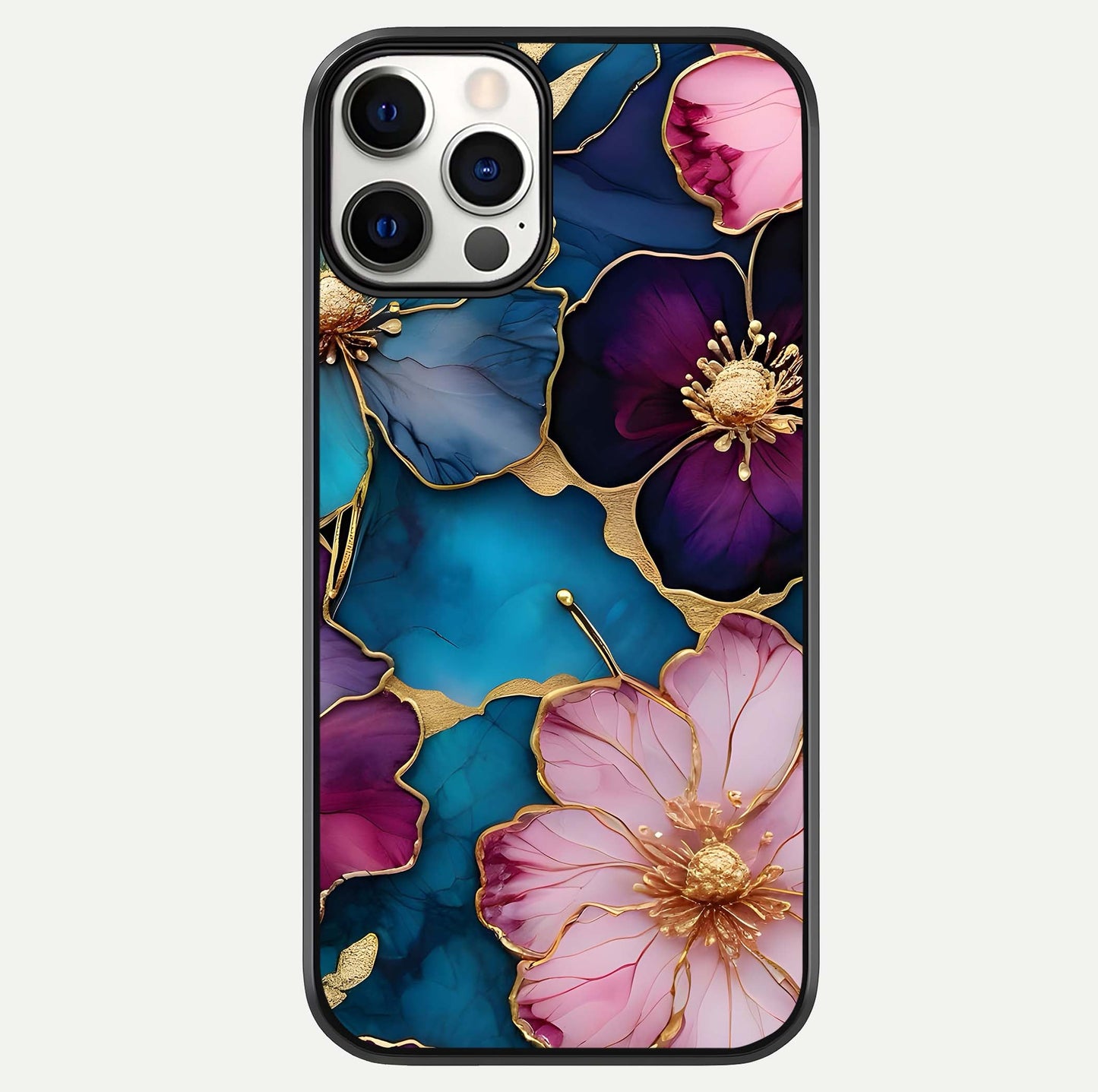 Sparkle Floral Glass Case For iPhone 12 Pro by Custom World