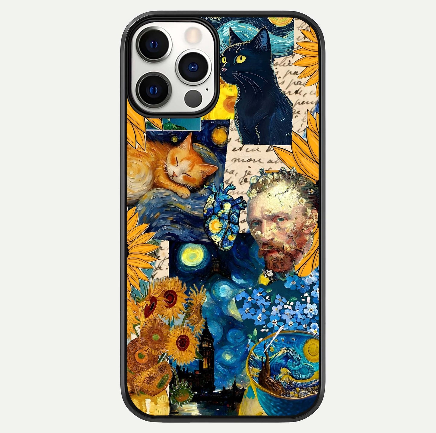 Sunflower Cat Art Glass Case For iPhone 12 Pro by Custom World