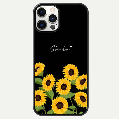 Sunflower Chic Mood Custom Name Glass Case For iPhone 16 Pro by Custom World