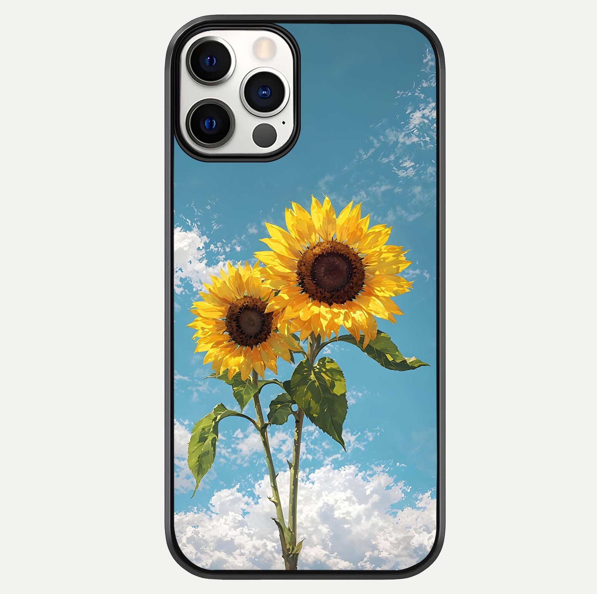 Sunflower Sky Bloom Glass Case For iPhone 12 Pro by Custom World