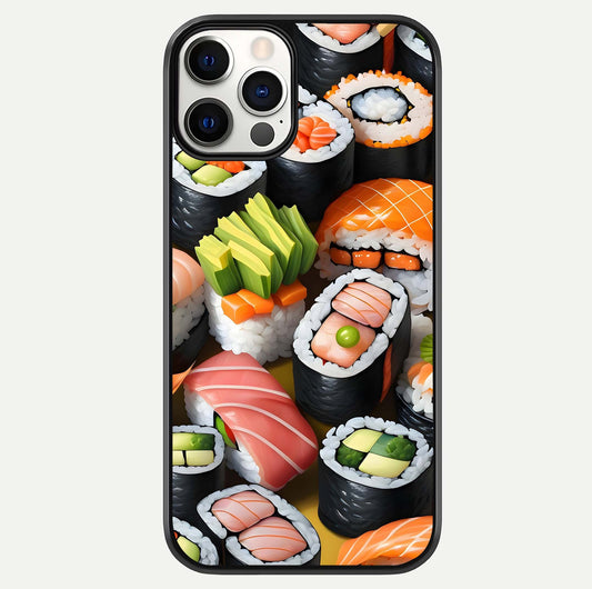 Sushi Food Pattern Glass Case For iPhone 12 Pro by Custom World