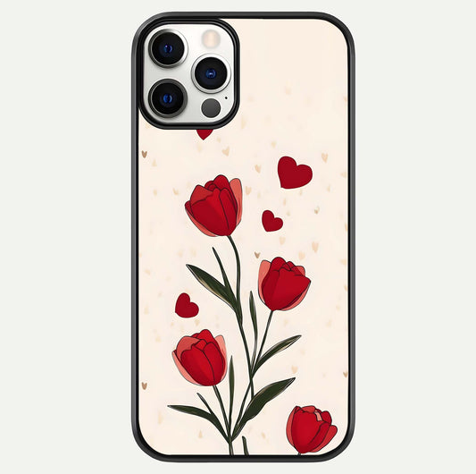 Tulip With Heart Glass Case For iPhone 12 Pro by Custom World