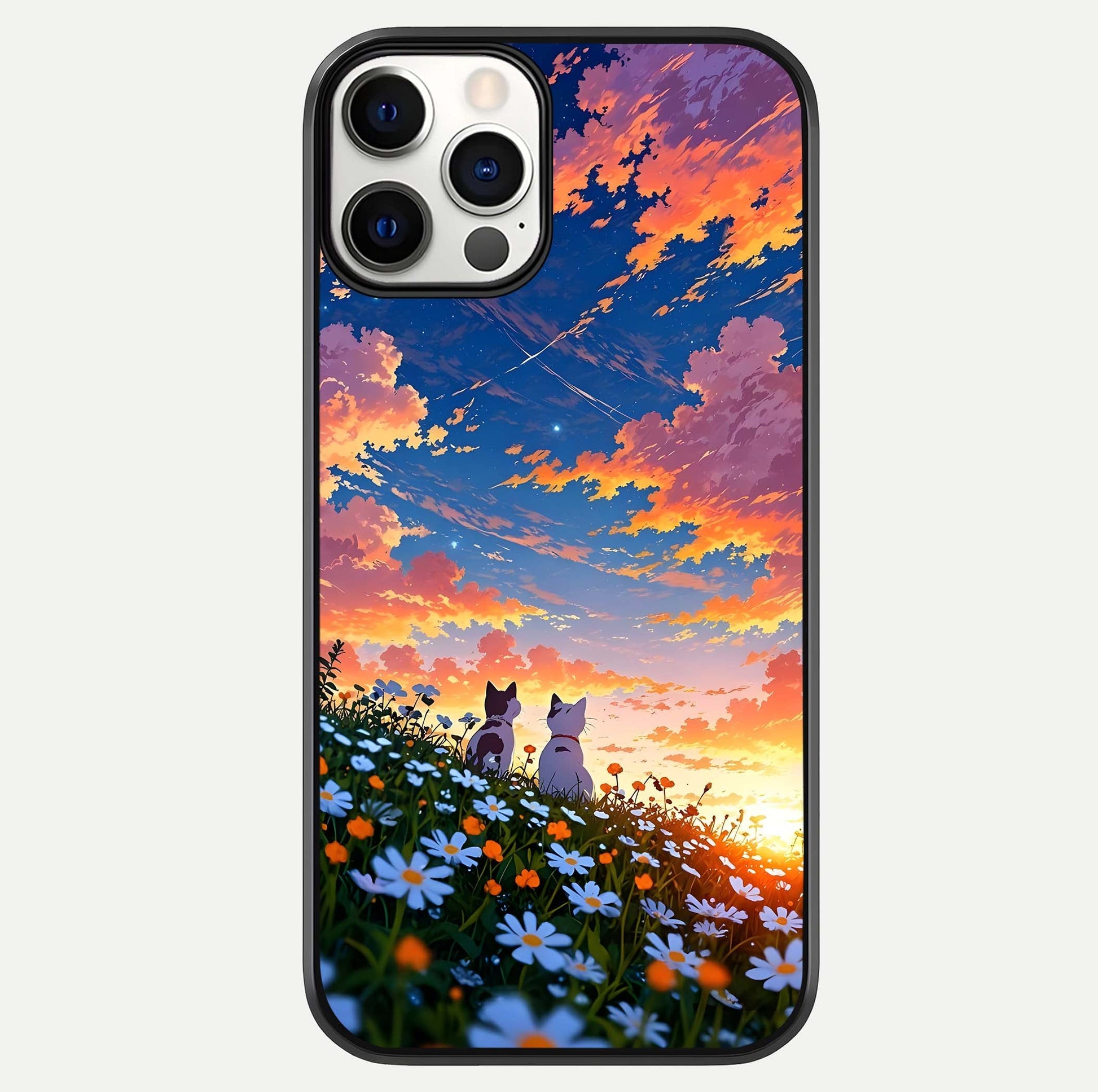 Two Cats Friends Glass Case For iPhone 12 Pro by Custom World