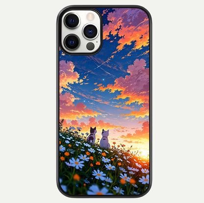 Two Cats Friends Glass Case For iPhone 12 Pro by Custom World