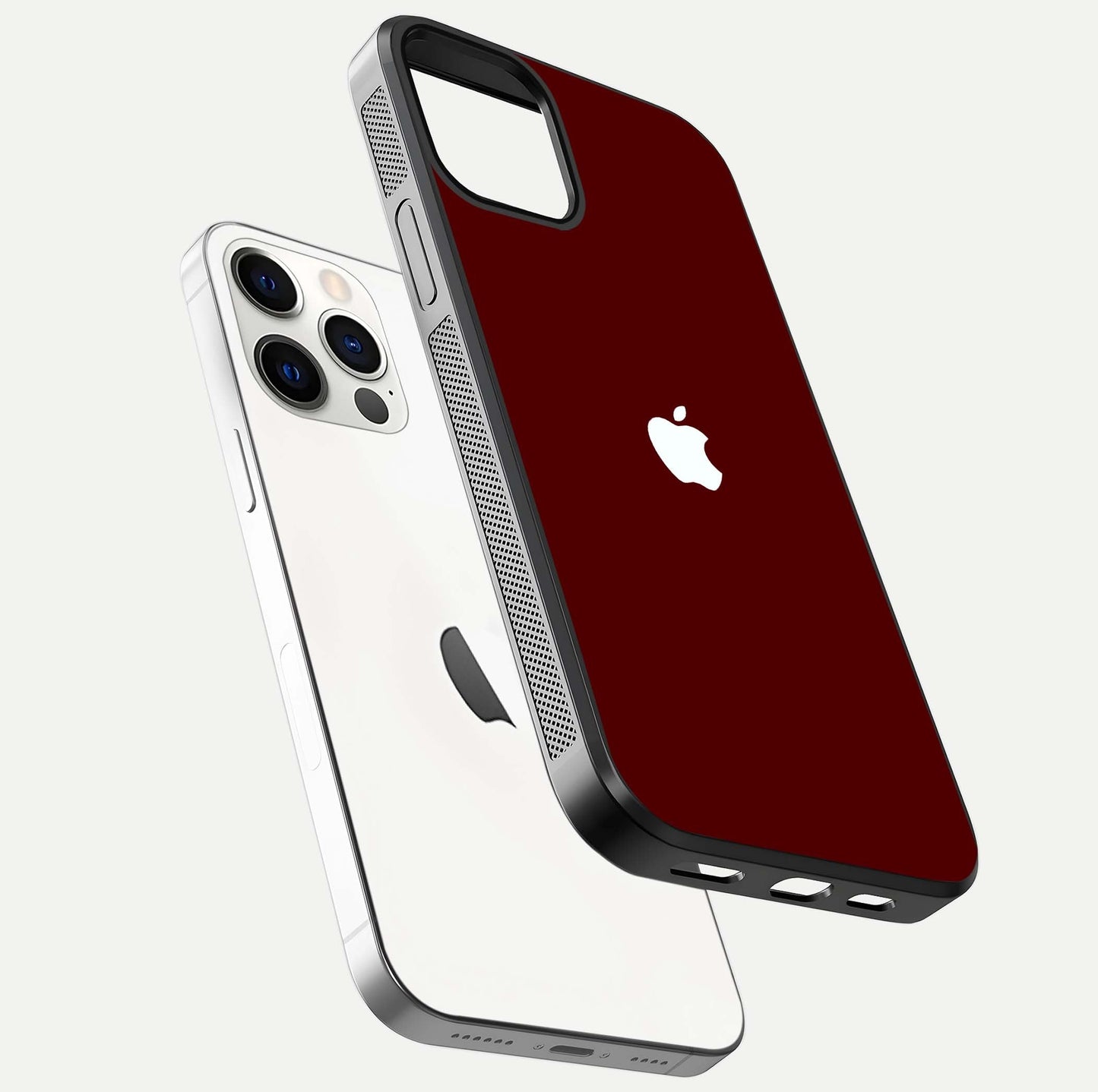 Apple Crimson Core Glass Case for iPhone 16 Pro floating mockup with red-gloss effect and metallic Apple design