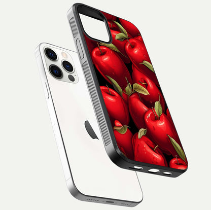 Apple Pattern Glass Case for iPhone 12 Mini floating mockup with smooth edge detailing and pattern clarity