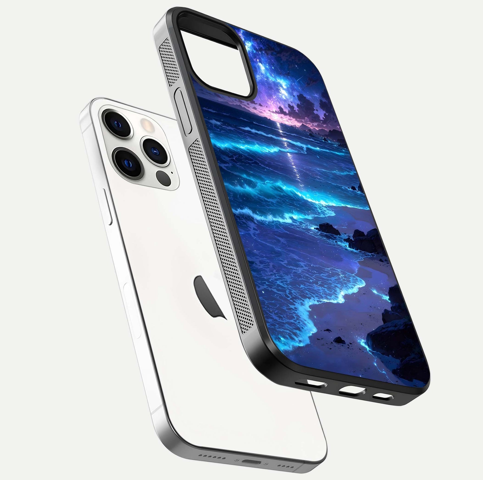 Classic Damn Look Glass Case for iPhone 12 Mini floating mockup emphasizing HD gloss and stylish edges