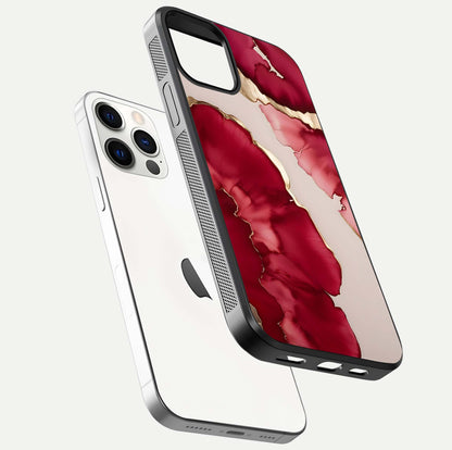 Pink & White Marble Glass Case For iPhone 12 Pro