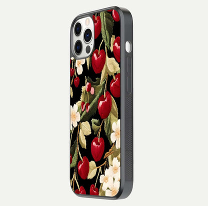 Bloom Thread Art Glass Case for iPhone 12 Pro side-angle image showing texture depth and gloss reflection