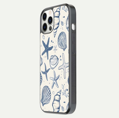 Blue Ocean Outline Glass Case for iPhone 12 Pro side-angle view showing clear edge lines and oceanic blue glow