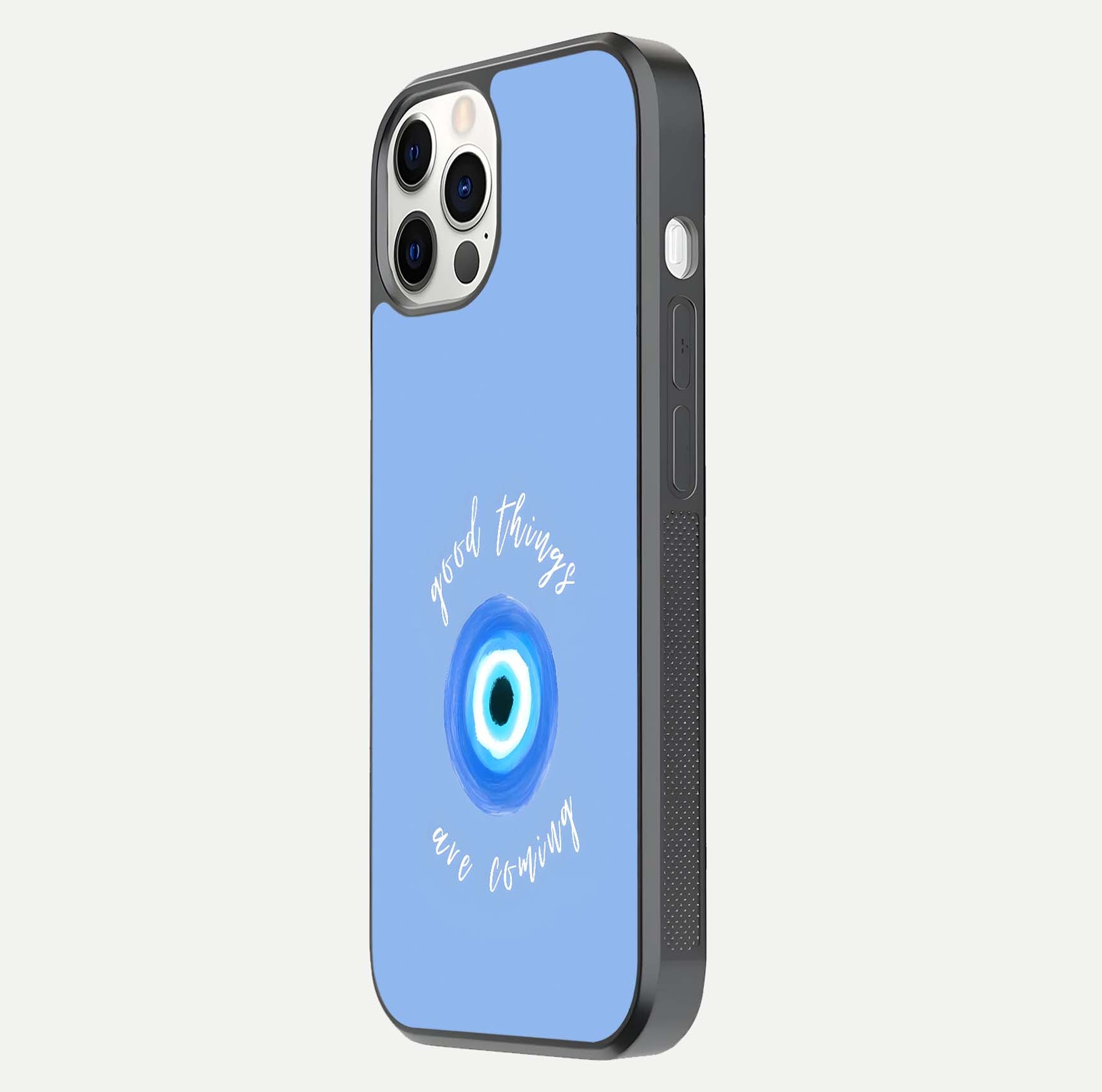 Bright Future Ahead Glass Case for iPhone 12 Pro side-angle image displaying edge smoothness and reflective surface