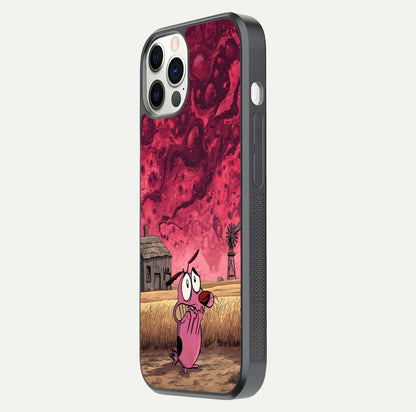 Courage Under Sky Glass Case for iPhone 12 Pro side-angle photo showing gloss tone and curve highlight