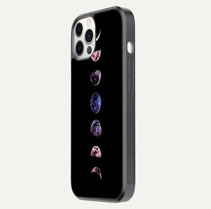 Crimson All Planets Glass Case for iPhone 12 Pro side-angle photo capturing edge glow and glass reflection