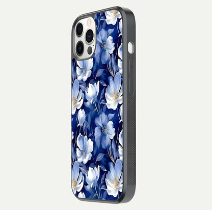 Cute Floral Patterns Glass Case for iPhone 12 Pro side-angle image showing polished surface and gloss tone