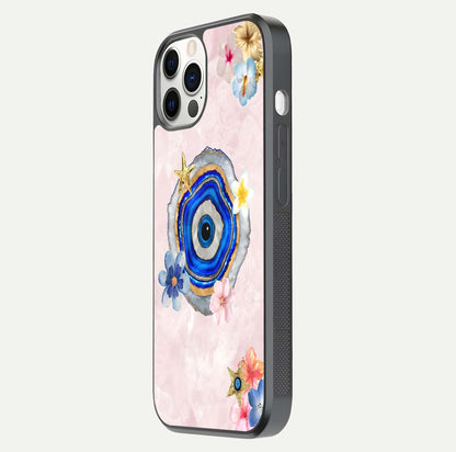 Divine Aura Bloom Glass Case for iPhone 12 Pro side-angle photo capturing reflection glow and premium polish