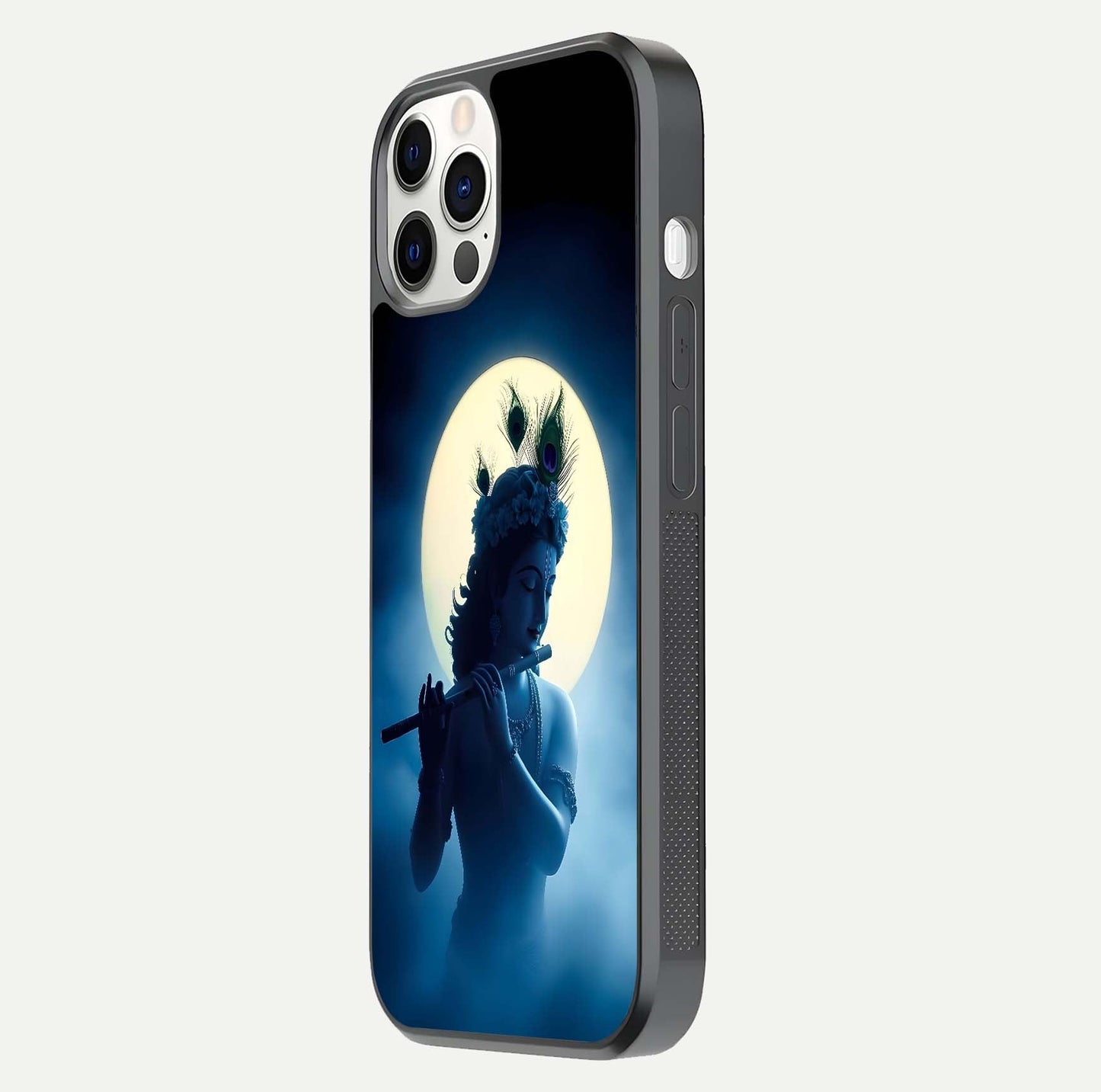 Divine Moon Flute Glass Case for iPhone 12 Pro side-angle image capturing reflection depth and soft color