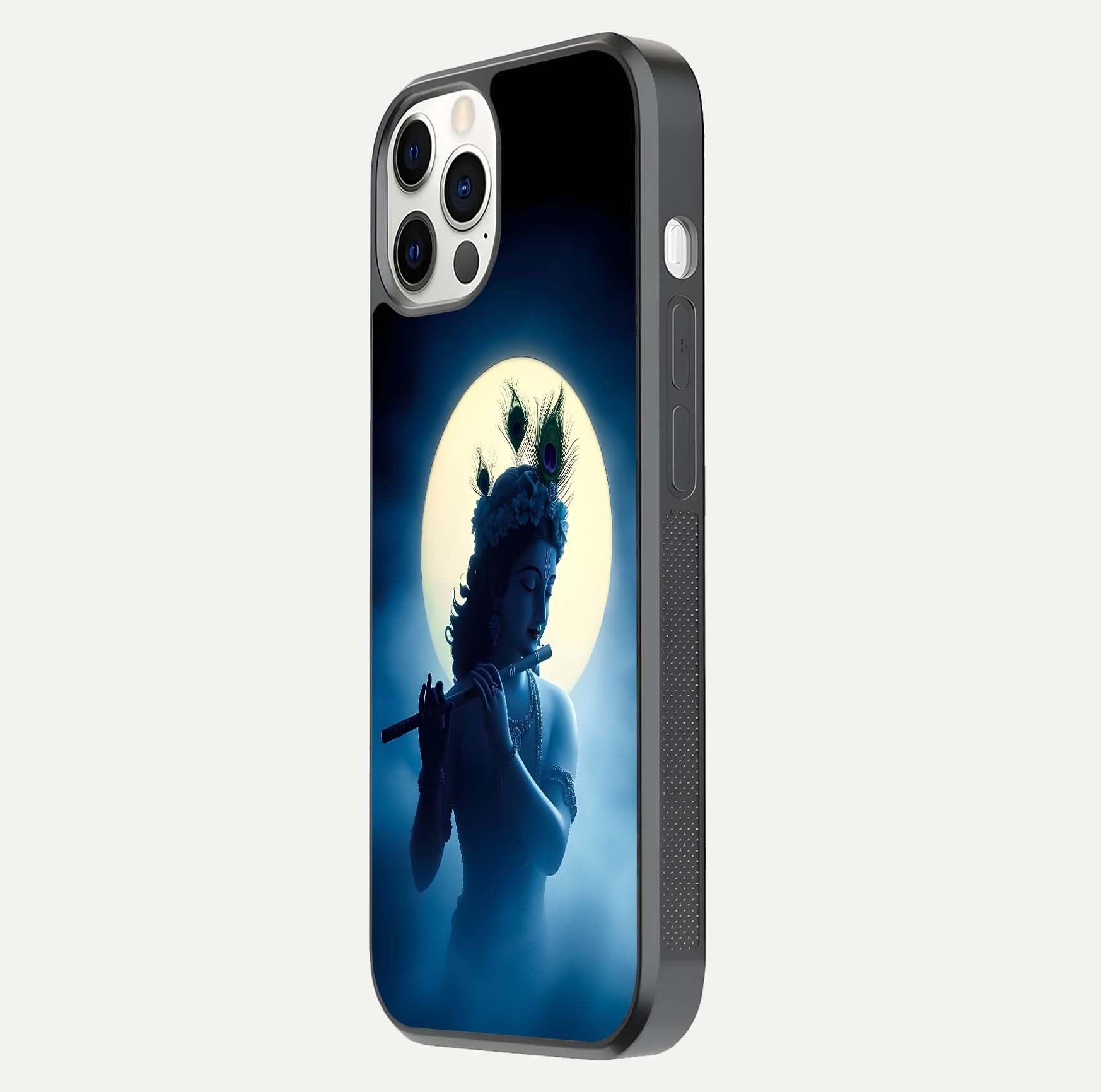 Divine Moon Flute Glass Case for iPhone 12 Pro side-angle image capturing reflection depth and soft color