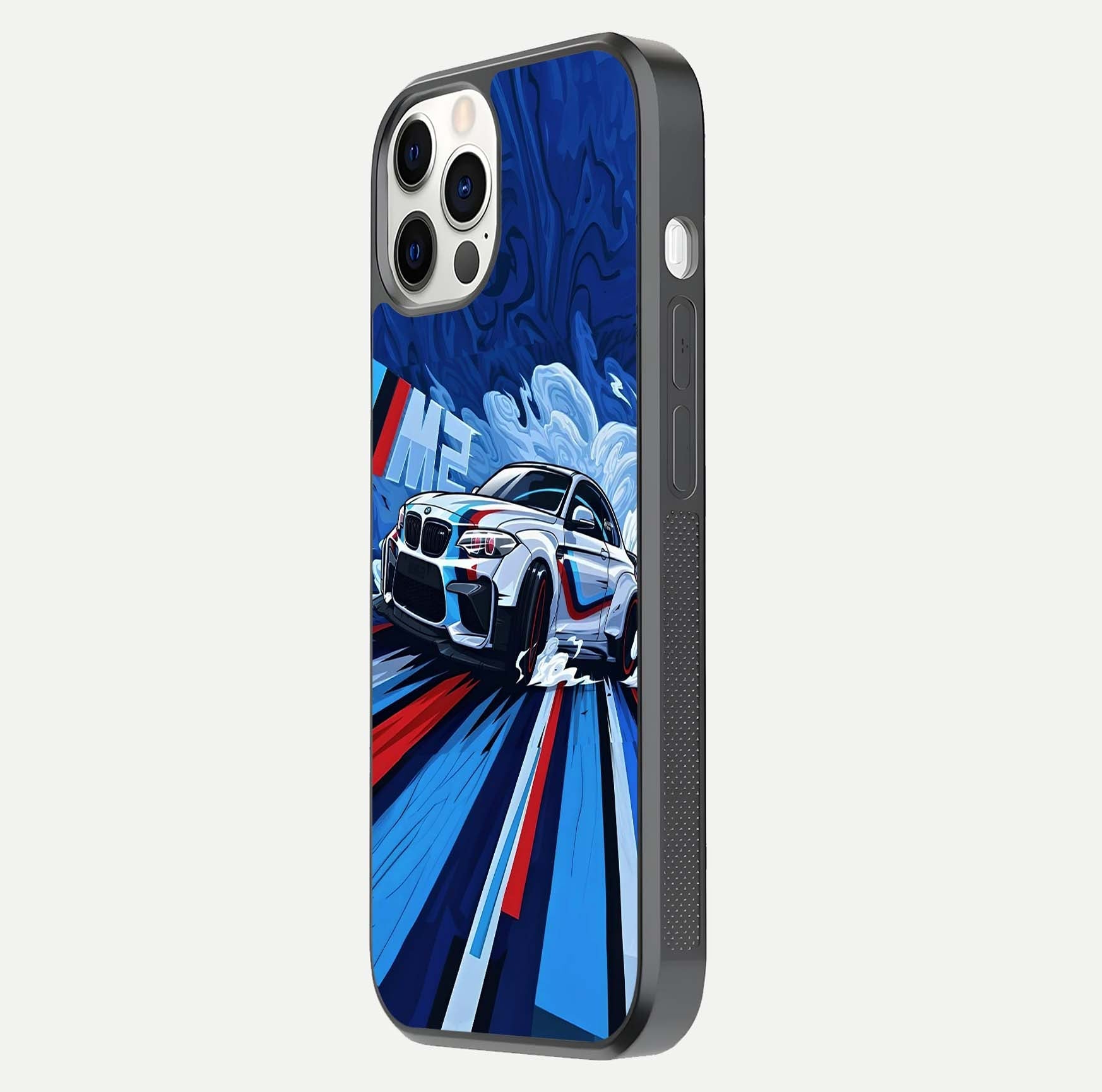 Drift Power Rush Glass Case for iPhone 12 Pro side-angle image capturing reflection glow and smooth curve