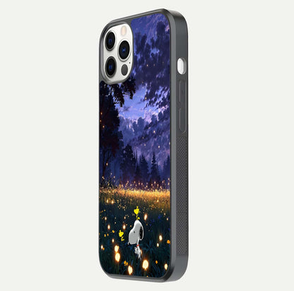 Firefly Meadow Magic Glass Case for iPhone 12 Pro side-angle image capturing glow reflection and fine texture