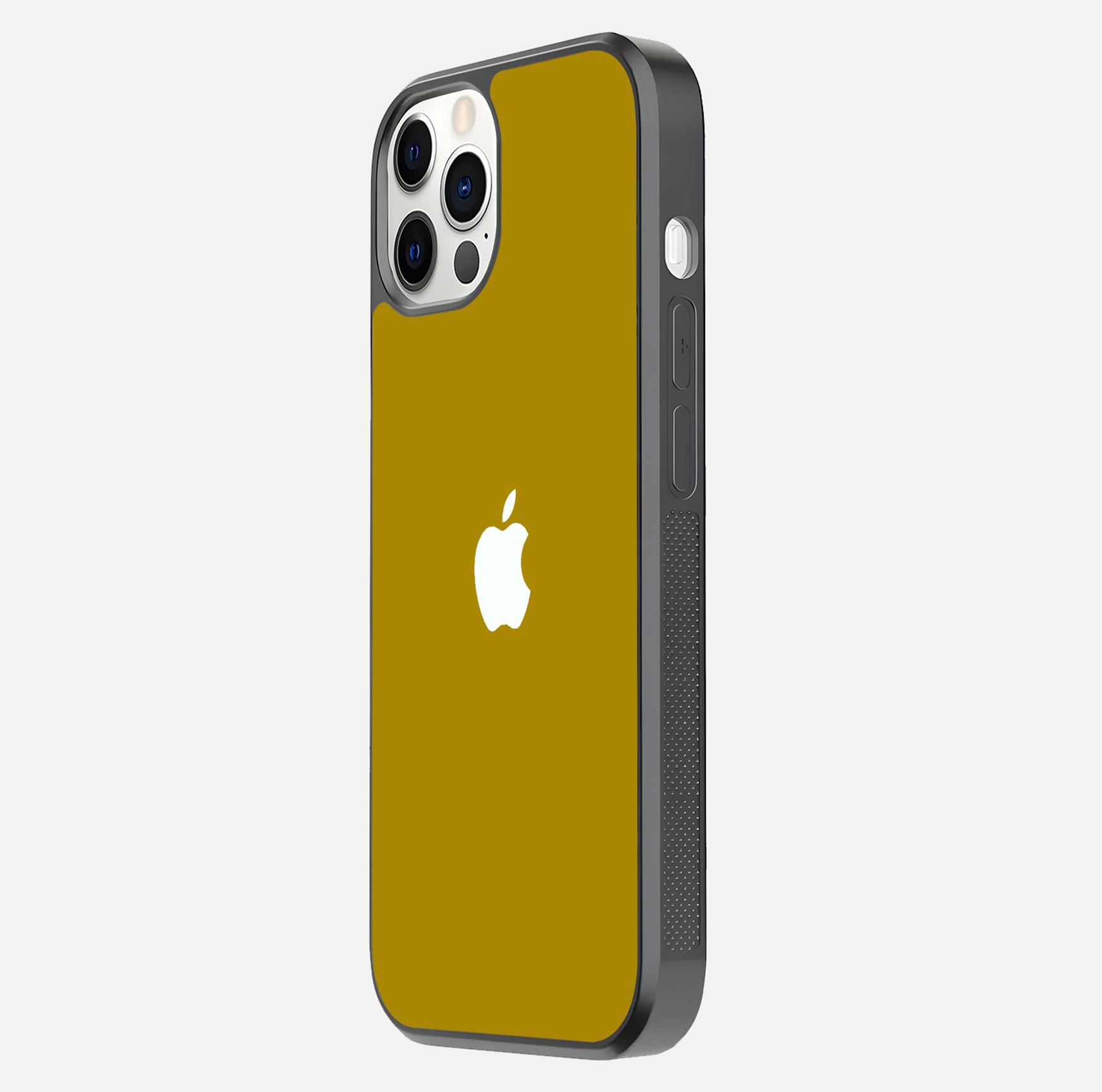 Golden Luxe Aura Glass Case for iPhone 12 Pro side-angle image showing reflection clarity and aura glow