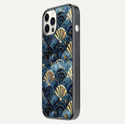 Golden Wave Luxe Glass Case for iPhone 12 Pro side-angle image showing reflection clarity and polished finish