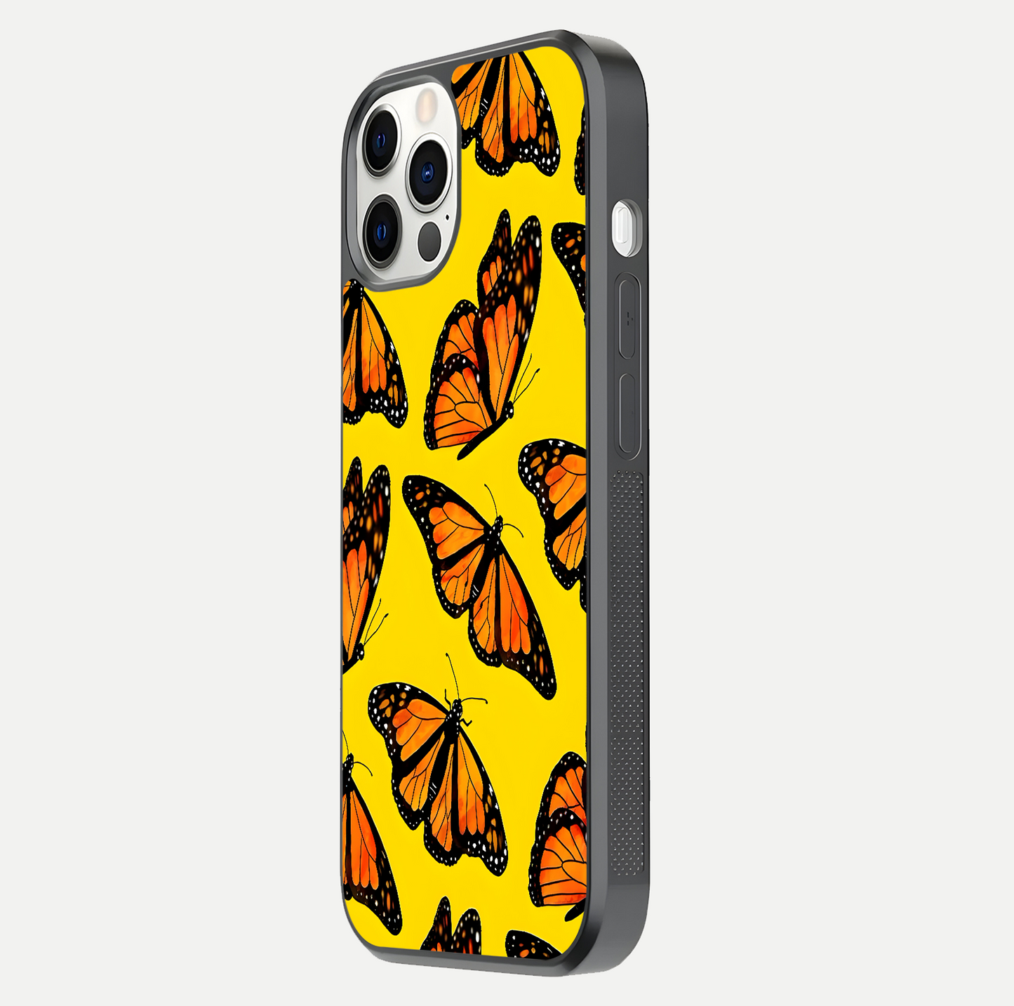 Golden Wing Flight Glass Case for iPhone 12 Pro side-angle image showing polished surface and golden gradient