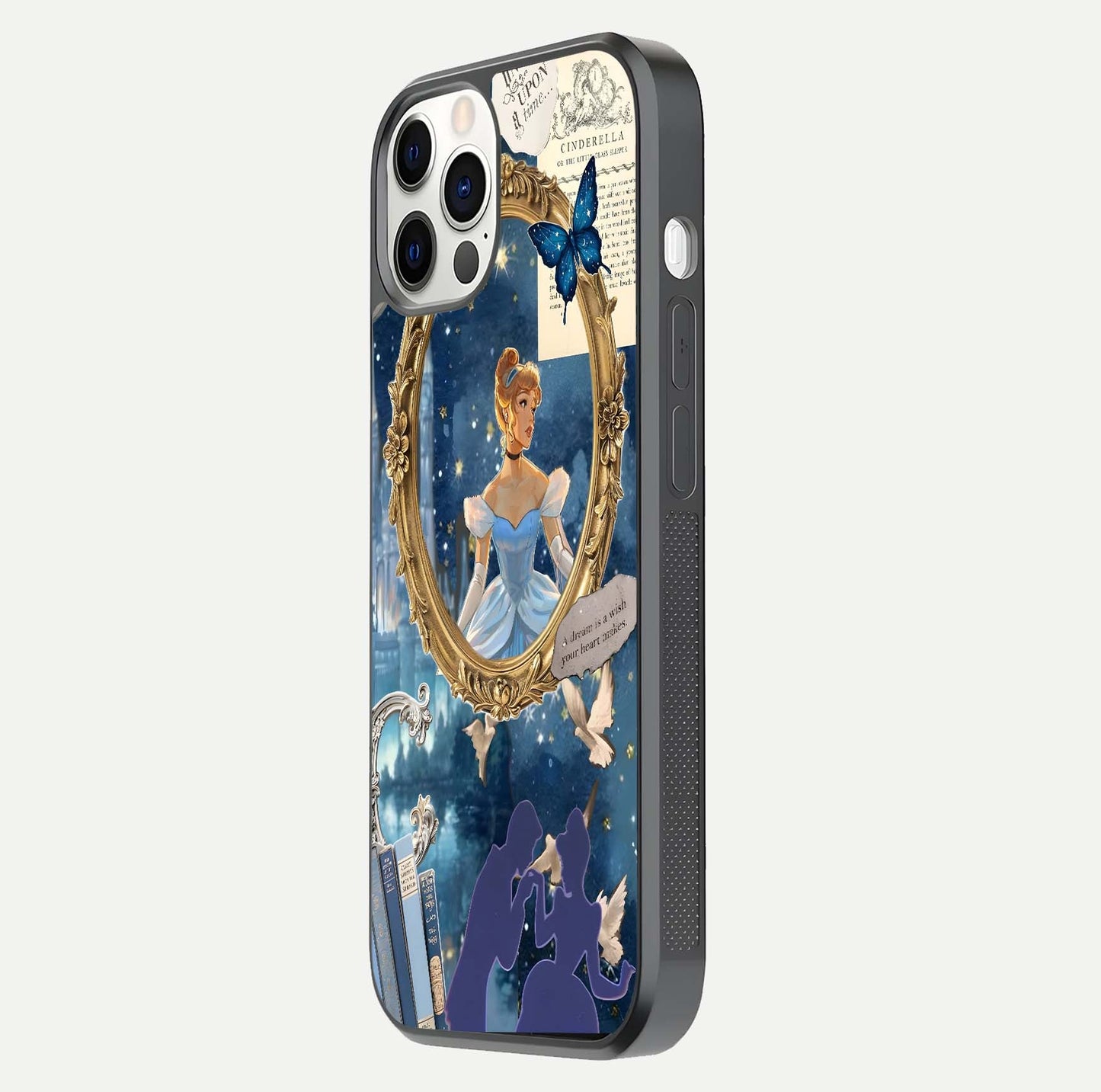Midnight Queen Glass Case for iPhone 12 Pro side-angle image showing reflection brightness and elegant tone