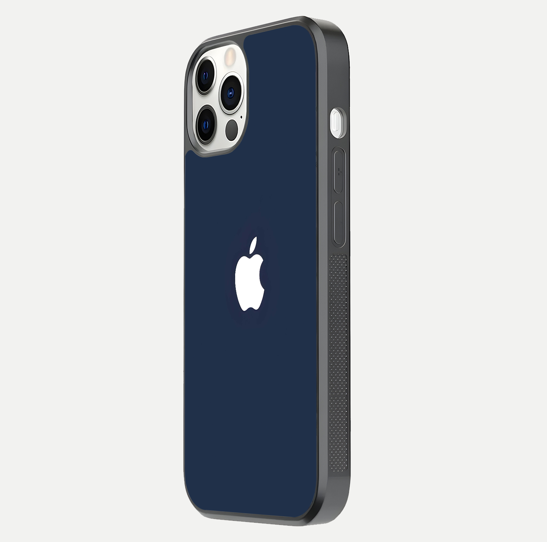 Minimal Apple Night Glass Case for iPhone 12 Mini side-angle image showing sleek reflection and clean gloss